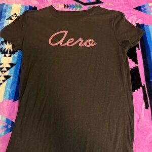 Aeropostale Black Tee with Pink Logo